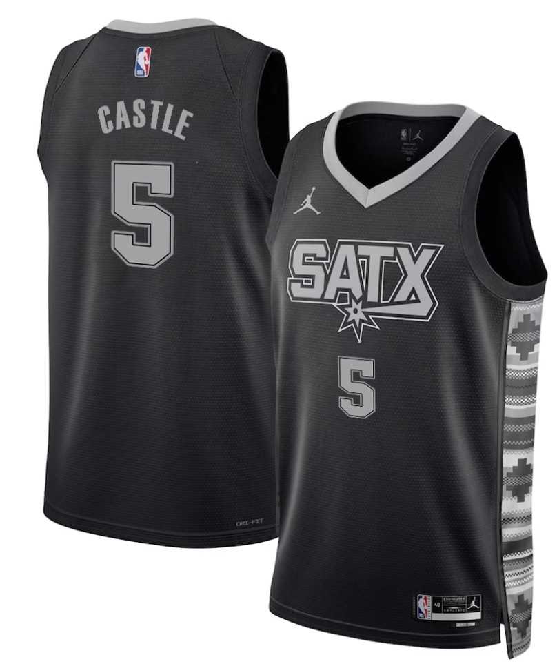 Men's San Antonio Spurs #5 Stephon Castle Black 2025 Statement Edition Stitched Jersey Dzhi,We sell and wholesale Men's San Antonio Spurs #5 Stephon Castle Black 2025 Statement Edition Stitched Jersey Dzhi on line form chian!